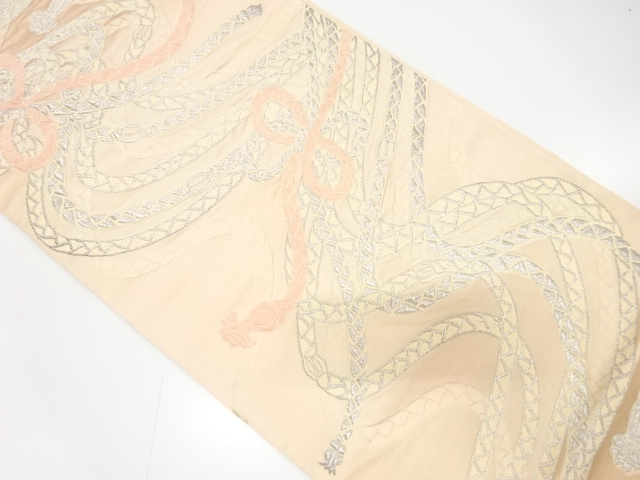 JAPANESE KIMONO / ANTIQUE FUKURO OBI / SILK / WOVEN KUMIHIMO CORD PATTERN